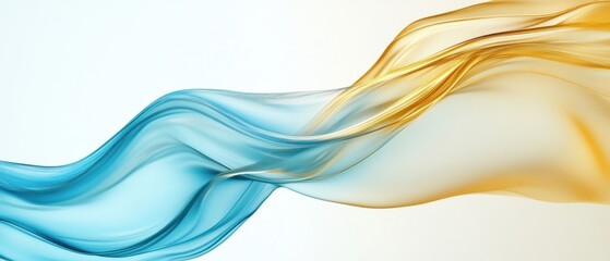 Obraz premium Flowing Waves of Blue and Gold Silk on a Soft Background