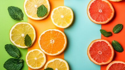 Obraz premium Fresh Citrus Fruits on Bright Background