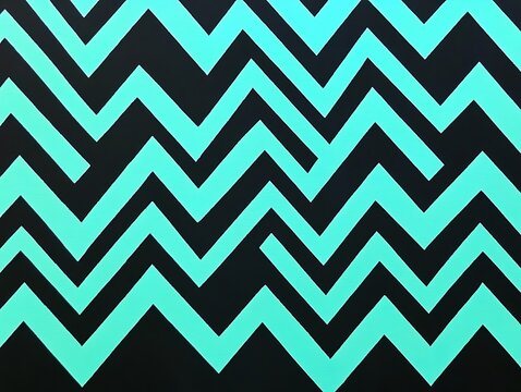 Abstract Turquoise And Black Chevron Pattern Design