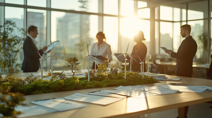 Sustainable Business Meeting with Renewable Energy Models