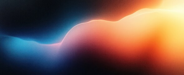 Abstract Gradient Background with Vibrant Blue Orange Yellow Colors and Noise Texture for Web Design Banner Poster