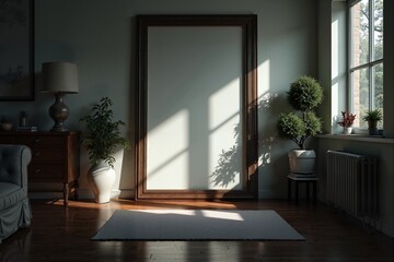 Sunlight filters through a window, casting patterns on a room's hardwood floor.