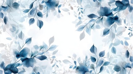 Soft Watercolor Wallpaper Design in Muted Teal Hues with Leaves