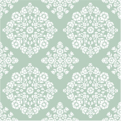 Boho Floral repeat pattern, Floral Block print , Flower damask, floral vector file, Floral ogee pattern, damask pattern, medallion