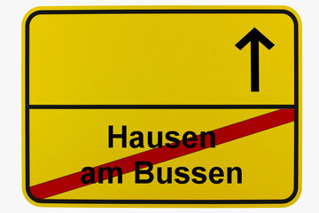 Illustration eines Ortsausgangsschildes von Hausen am Bussen in Baden-Württemberg