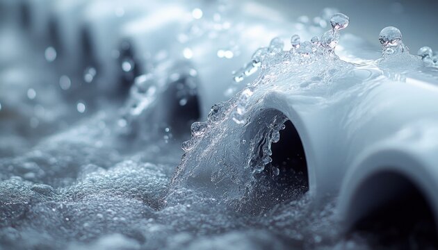 Urgent Water Damage Repair from Leaking PVC Pipe with Glistening Water Drops