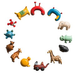 Obraz premium toys laying in circle photo white background