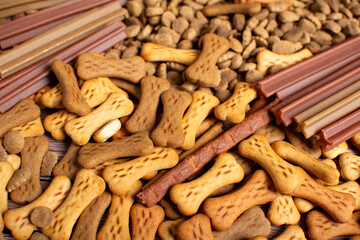 dog food variety. Dry dog food pellets