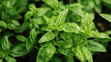 Vibrant basil plants thrive in a garden bed, showcasing the beauty of companion planting for pest control and culinary use