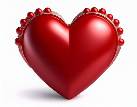 Corazon rojo en 3D con incrustaciones de perlas