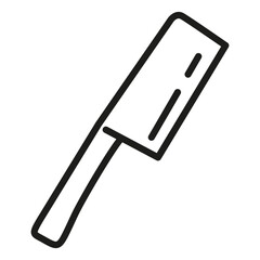 A cooking hatchet.Butchers hatchet knife. Kitchen axe line.Outline vector illustration.Isolated on white background.Kitchen tools.