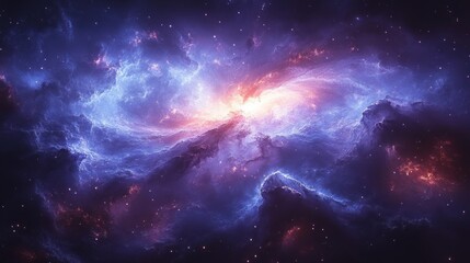 Fototapeta premium Vibrant Spiral Galaxy in Deep Space with Star Clusters and Cosmic Beauty