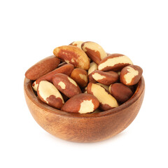 Tasty Brazil nuts in bowl isolated on white