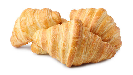 Tasty fresh croissants isolated on white. Puff pastry