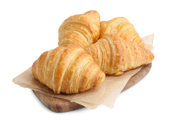 Tasty fresh croissants isolated on white. Puff pastry