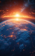 Obraz premium Realistic Earth from Space 3D Illustration High Quality Digital Art in 5K Vertical Format Stunning Space View