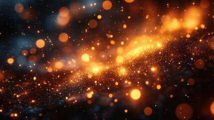 Obraz premium Gold Bokeh Lights Abstract Background with Glamorous Glittering Effect and Modern Elegance