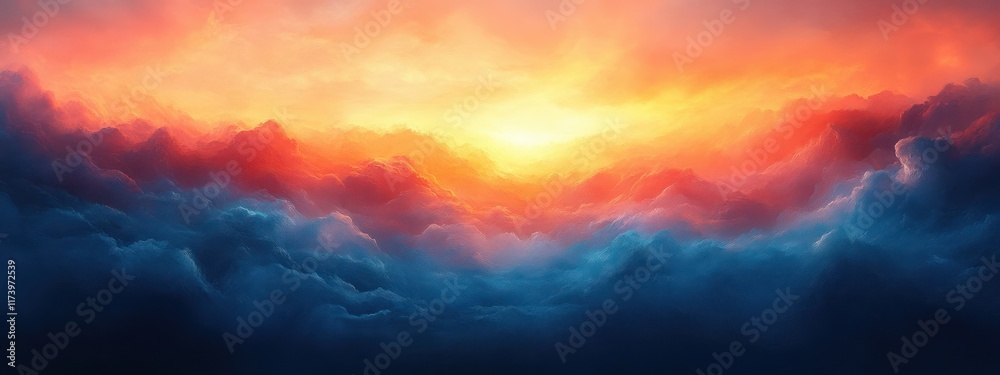 Poster gradient landscape abstract blue orange flowing background soft light impressionist design