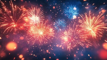 Fototapeta premium Vibrant Fireworks Celebration in the Night Sky