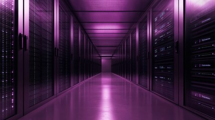 Modern Data Center with High Contrast Lighting