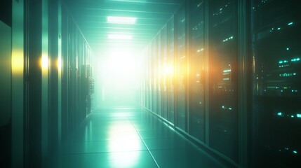 Modern Machine Learning Server Room with AI Elements