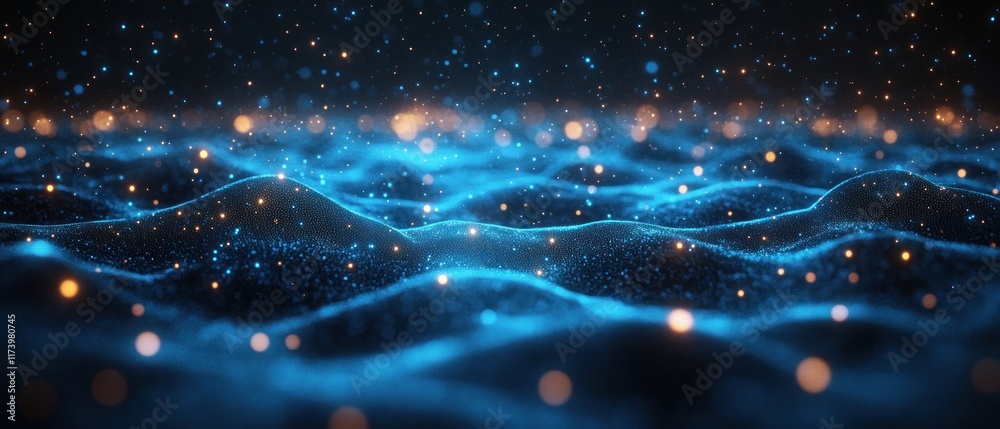 Aufkleber futuristic digital network design in blue and silver gradients for high tech applications
