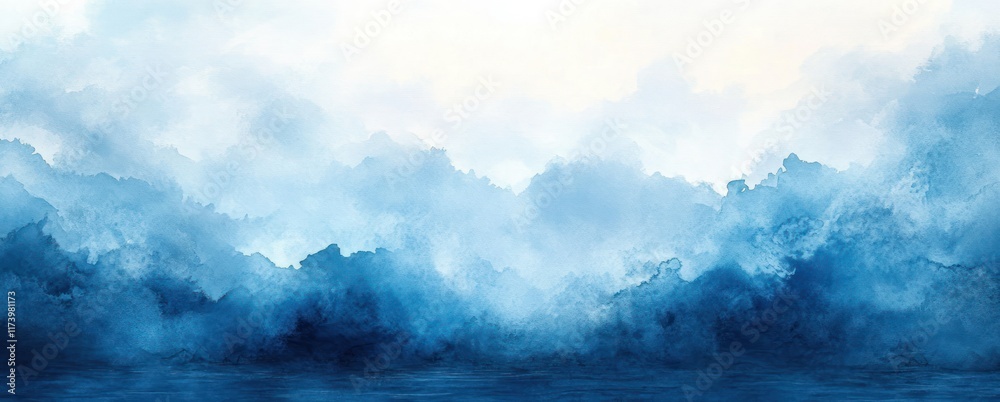 Aufkleber Blue Gradient Background Texture Soft Blurred Watercolor Effect Abstract Design