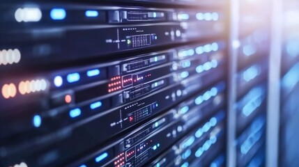 Fototapeta premium Secure Data Vaults in Dimly Lit Storage Room
