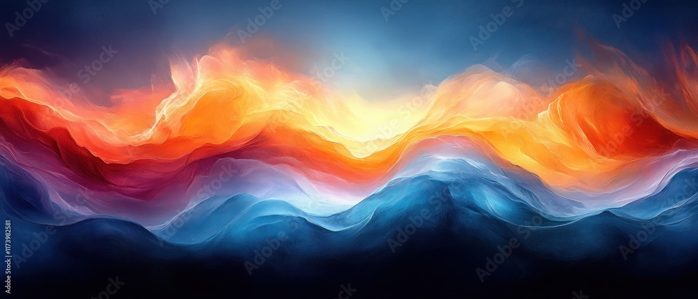 Poster abstract gradient waves in blue orange and red vibrant background for poster and banner design