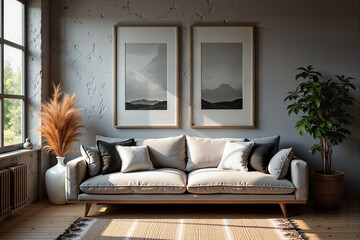 "Contemporary living room with minimalist decor and natural light."