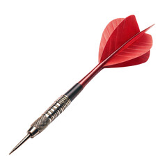Red dart with silver tip on a white or transparent isolated background.