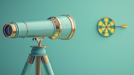 Fototapeta premium Telescope Aimed at Target: Vision, Strategy, and Goal Achievement