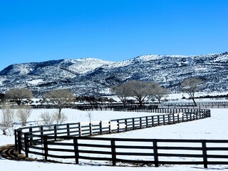 landscape with frozen lake and mountains