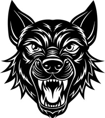 angry Dog head Vector Silhouette Illustration
