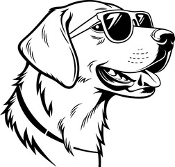 Dog head with glasses Vector Silhouette Illustration