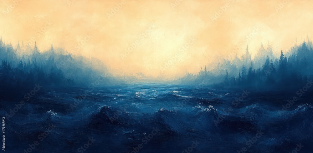 Poster blue beige gradient background soft light abstract calm design