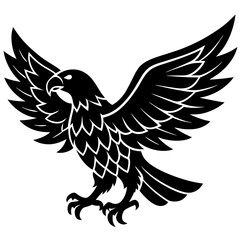 american eagle black silhouette vector with white background. Wild animal vector, icon