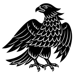 american eagle black silhouette vector with white background. Wild animal vector, icon