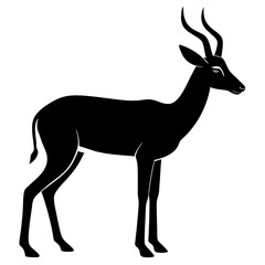 antelope black silhouette vector with white background. Wild animal vector, Deer Vector 