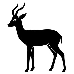 antelope black silhouette vector with white background. Wild animal vector, Deer Vector 