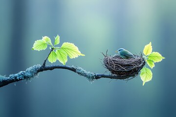 Bird’s nest cradled in branches