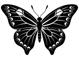 butterfly black silhouette vector with white background.