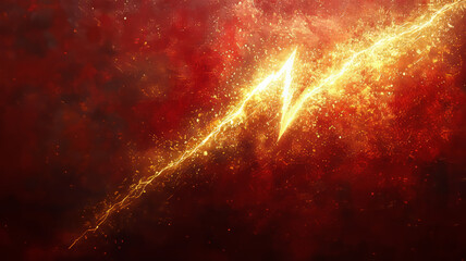 Lightning bolt on a fiery red background