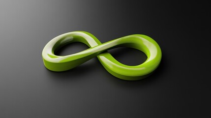 Naklejka premium 3D rendered green infinity symbol on black background.