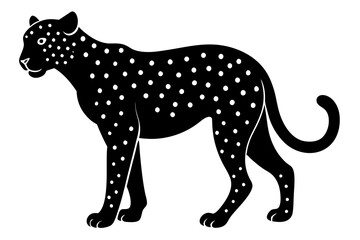 cheetah black silhouette vector with white background. Wild animal vector