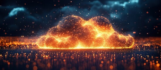 Fiery Cosmic Explosion A breathtaking digital depicting a massive fiery blast of energy and light bursting forth against the backdrop of a starry night sky  The vibrant