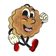 traditional chinese moon cake cartoon isolated vector illustration character mascot walking, work of hand drawn