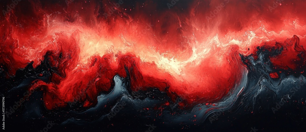Poster abstract vibrant red black gradient soft focus high contrast flowing composition poster design