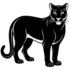 cougar black silhouette vector with white background. Wild animal vector