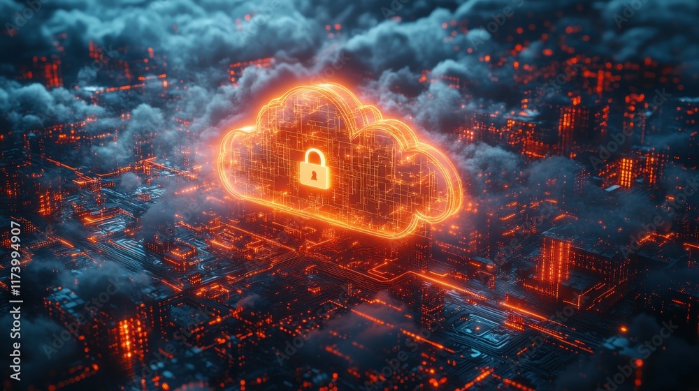 Poster Cloud Security Services with Integrated Padlock for Data Protection and Cybersecurity in Cloud Computing